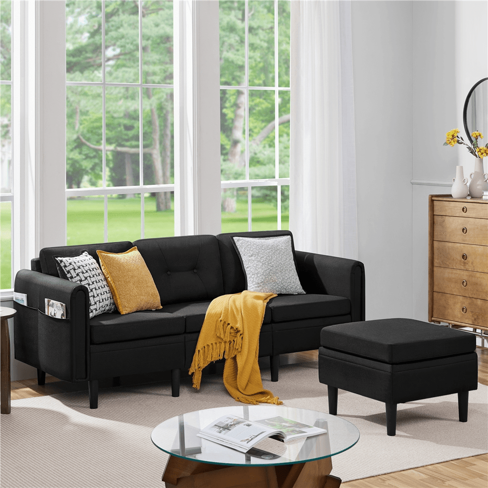 Resilient and strong L-shaped sofa with modern design.