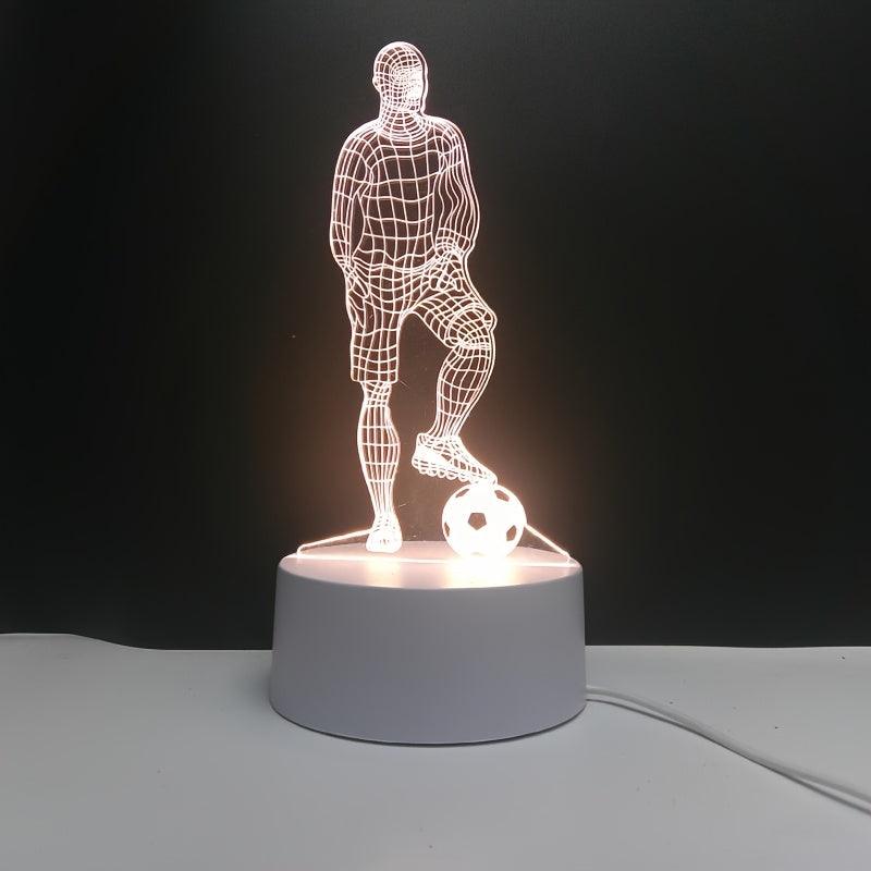 LED Soccer Player Illusion Night Light – Touch-Control Acrylic Desk Lamp - In home decor