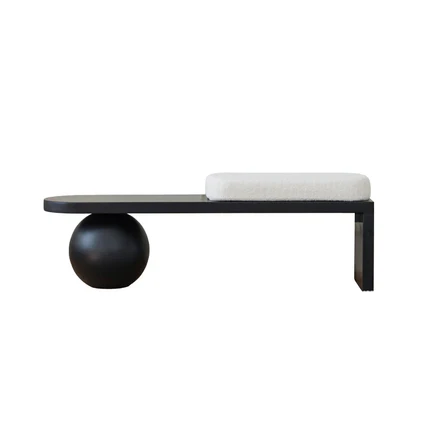 Modern bench with spherical base on a white background