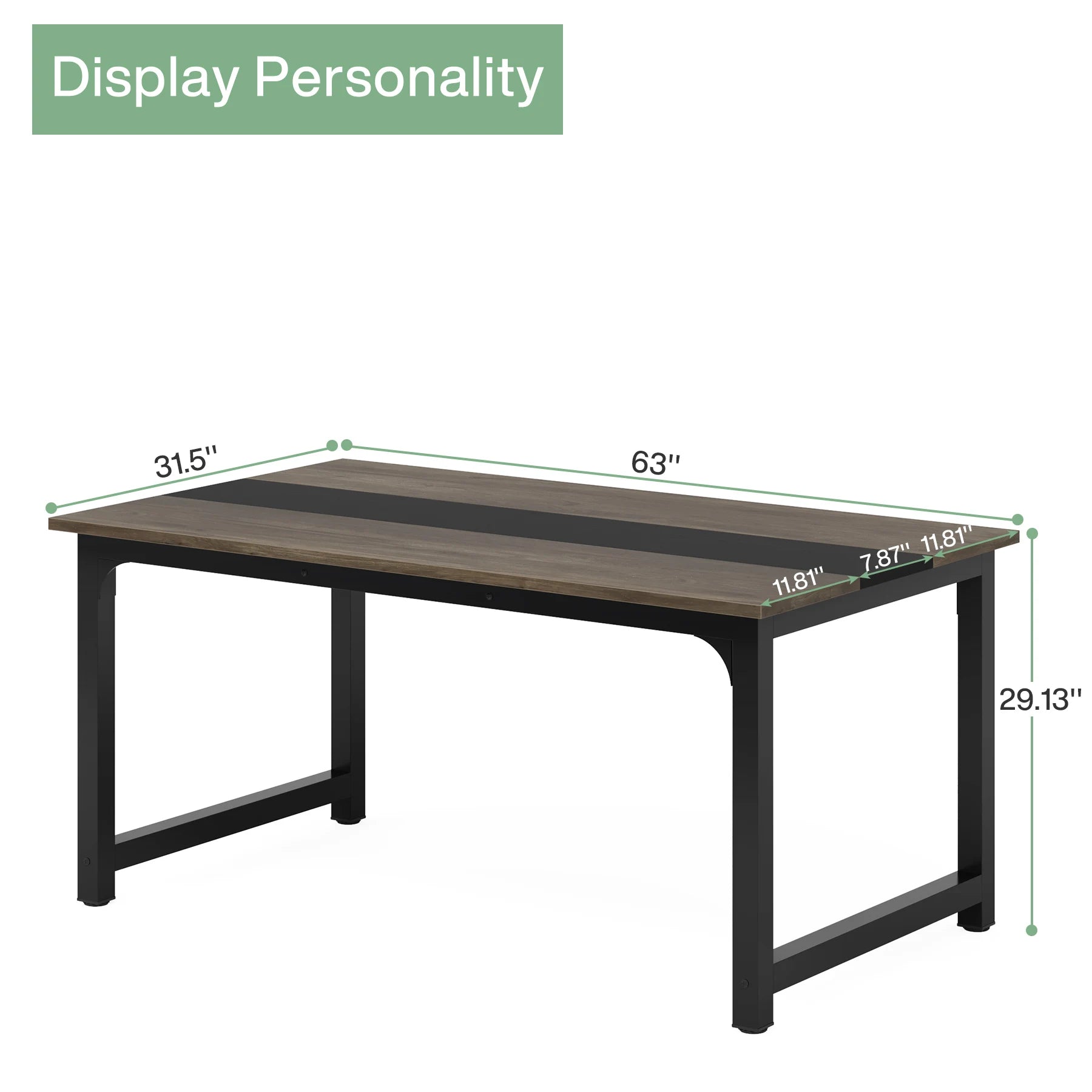 Table with dimensions labeled on a white background