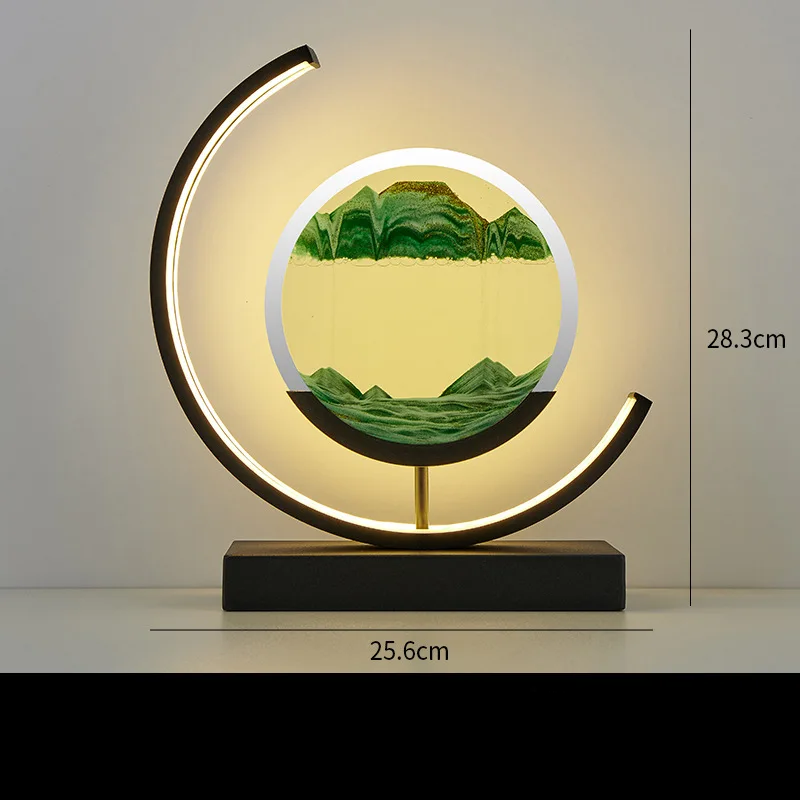 Stylish sand art lamp with flowing sand and energy-efficient USB power.