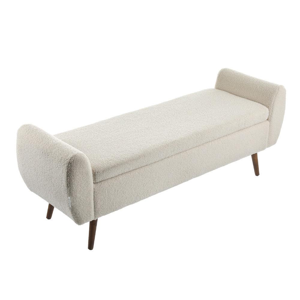 Upholstered bench with storage for modern and contemporary homes.