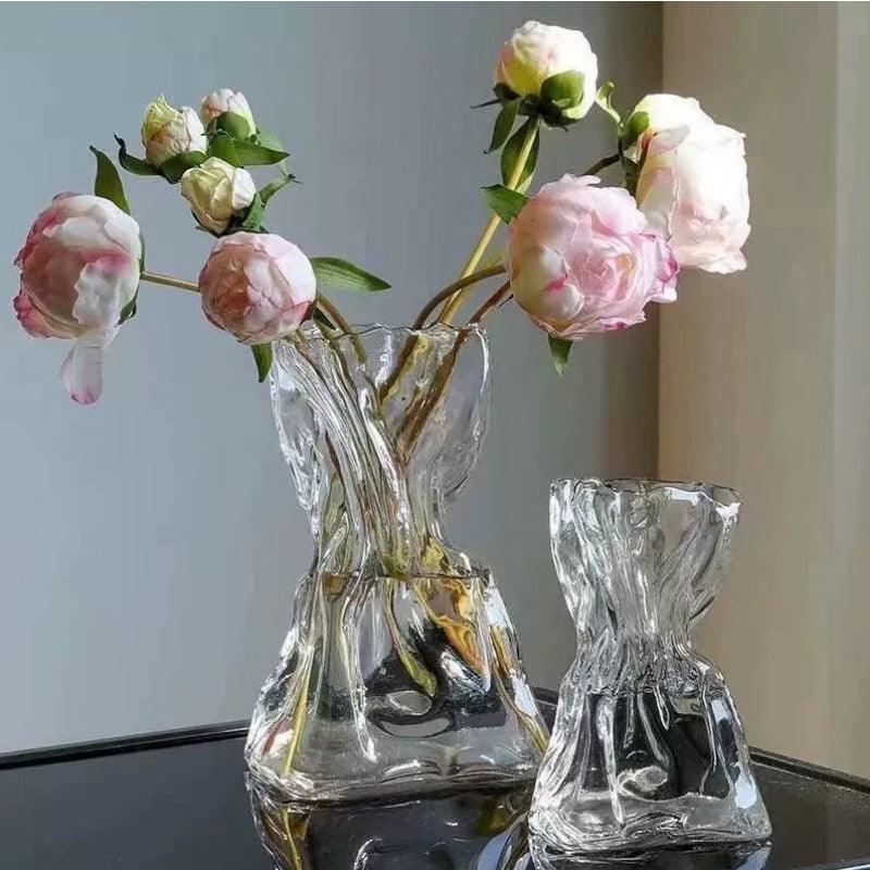 Nordic transparent glass vase with a vintage-inspired design.