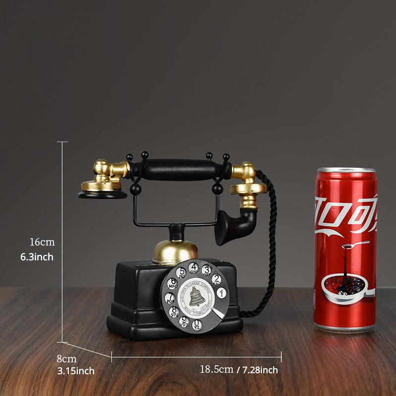Resin-crafted vintage telephone for office and cabinet displays.