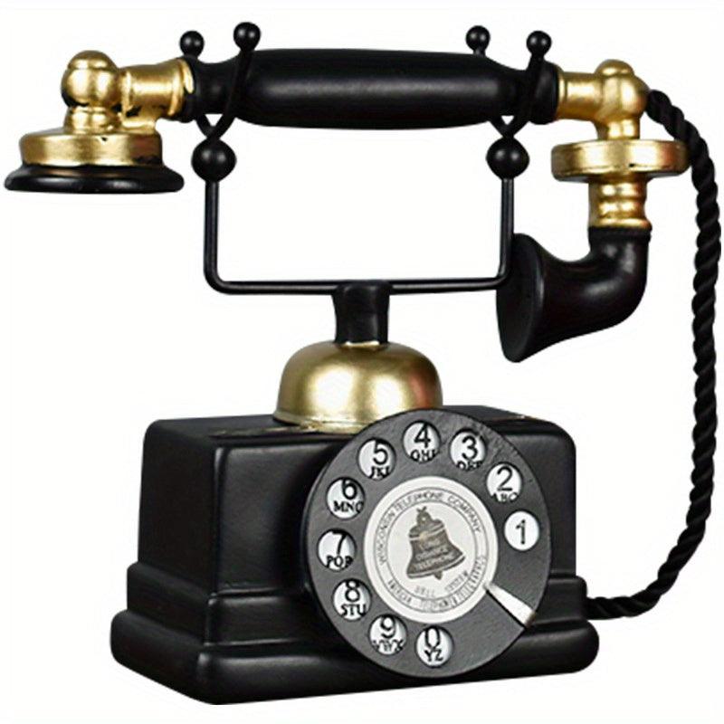 Handcrafted resin decorative telephone for bookshelf accents.