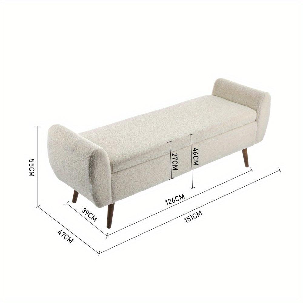 Elegant storage bench with flip-top design and plush seating.
