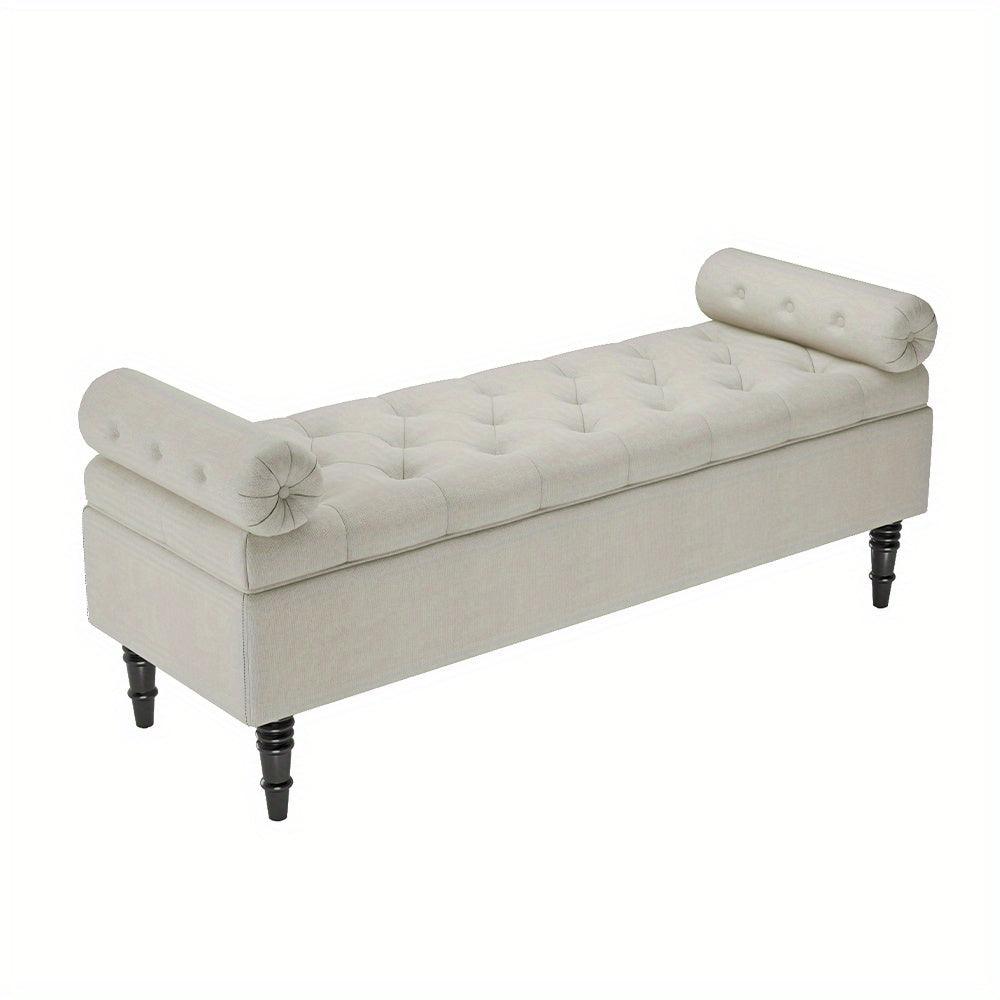Flip-top Sherpa ottoman bench with ample storage space and seating.