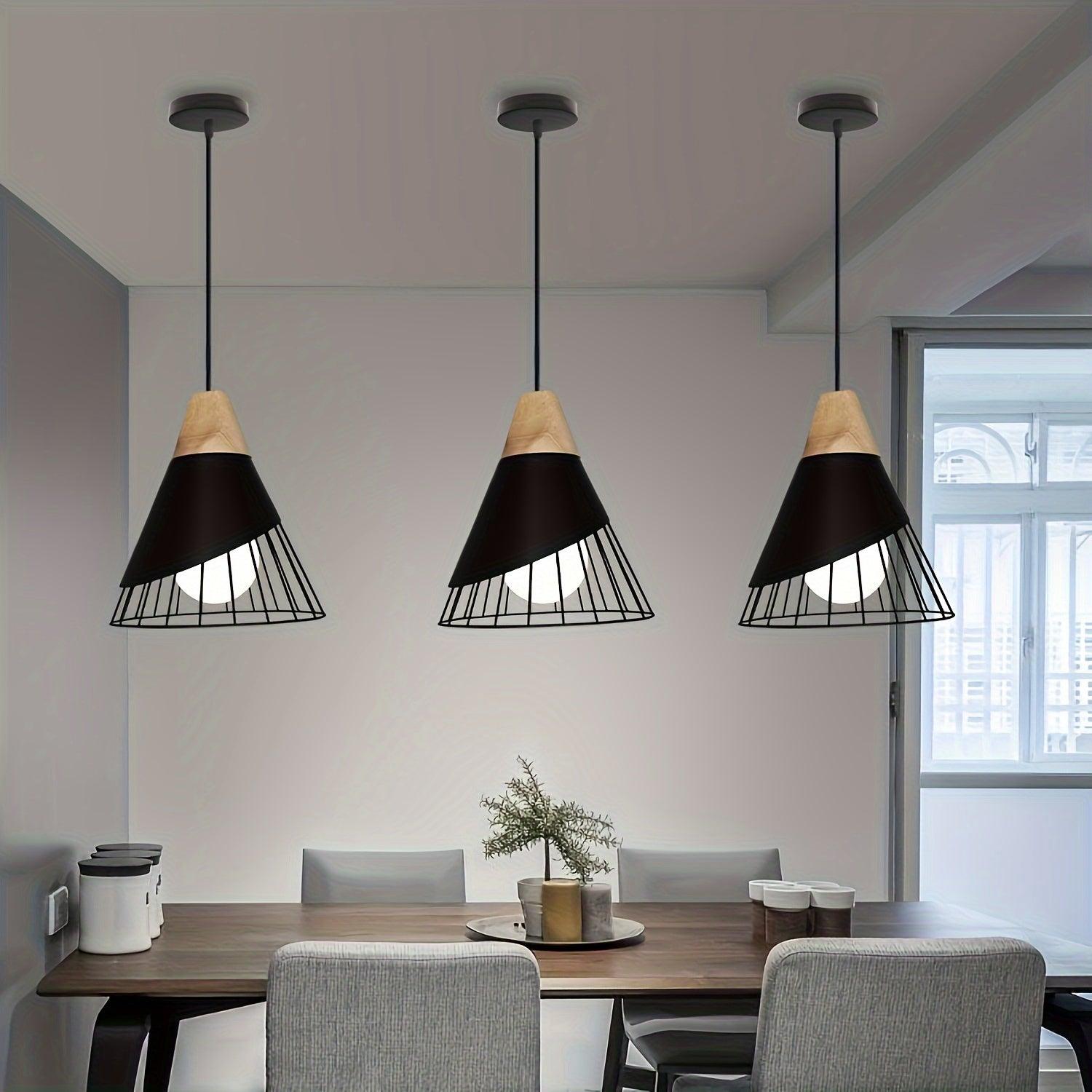 Adjustable industrial pendant chandelier for rustic kitchens.