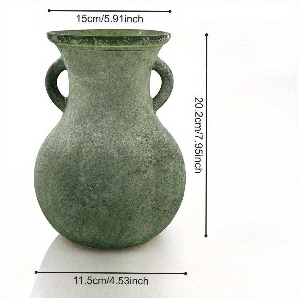 Vintage Style Ceramic Decorative Urn – Marble Pattern Double-Handle Vase - In home decor