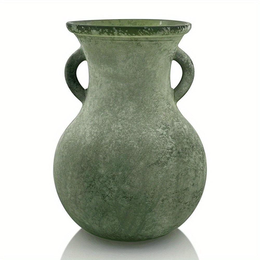 Vintage Style Ceramic Decorative Urn – Marble Pattern Double-Handle Vase - In home decor