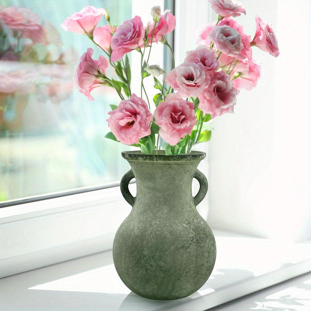 Vintage Style Ceramic Decorative Urn – Marble Pattern Double-Handle Vase - In home decor