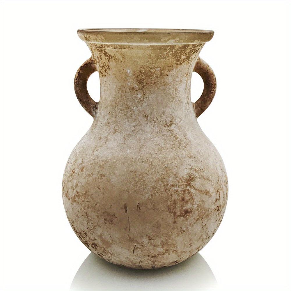 Vintage Style Ceramic Decorative Urn – Marble Pattern Double-Handle Vase - In home decor