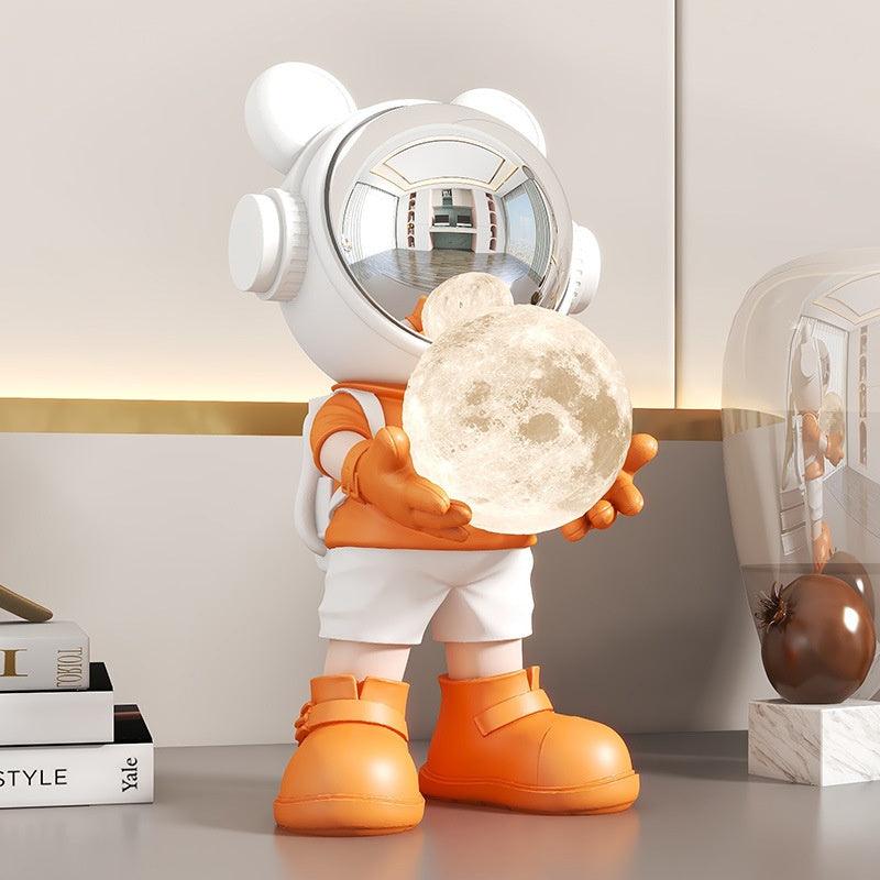 Illuminate Your Space with Whimsy – Space Bear Decoration Moon Night Light Home Decor - In home decor