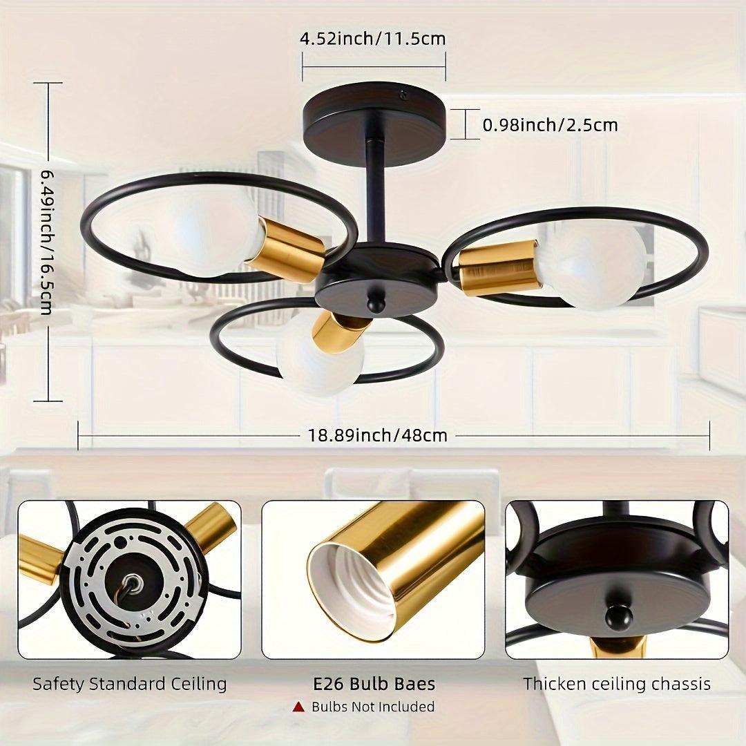 Industrial ceiling light fixture for kitchens and dining rooms.