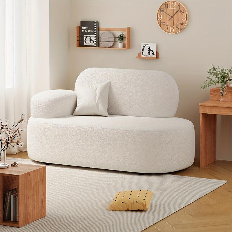 Modern White Corner Sofa - Compact Lounge Chair with Pillow Backrest, Solid Wood Frame, Perfect for Living Room & Bedroom - In home decor