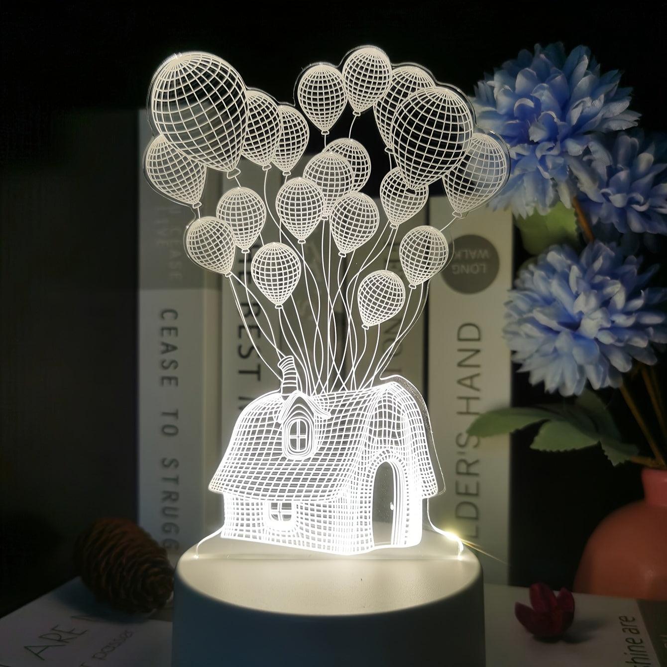 USB-powered 3D Balloon House light for festive decorations.