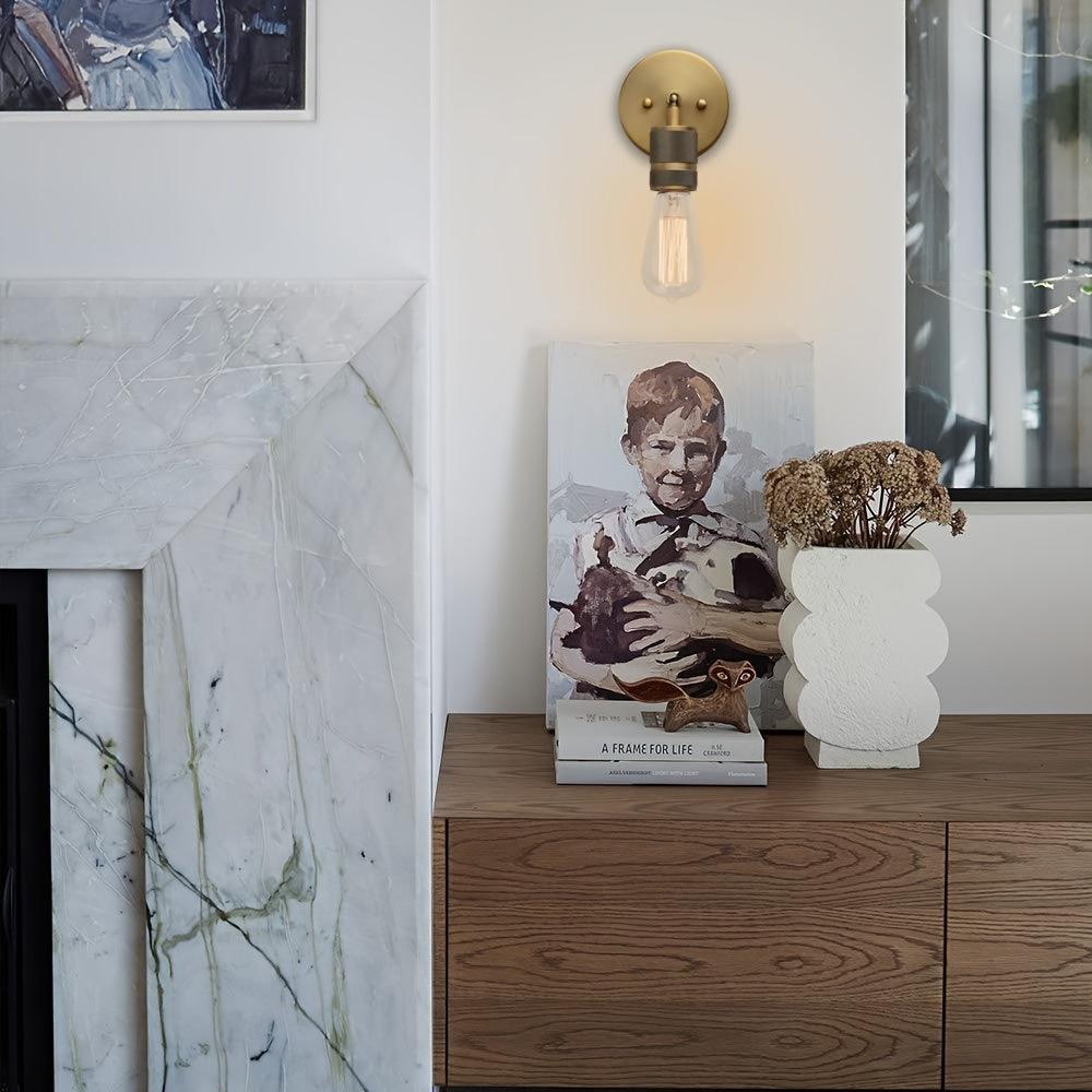 Industrial-style wall-mounted sconce light for living rooms.