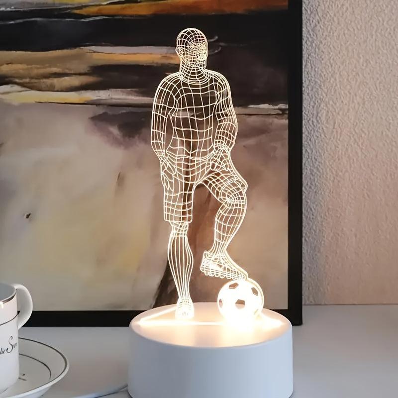 LED Soccer Player Illusion Night Light – Touch-Control Acrylic Desk Lamp - In home decor
