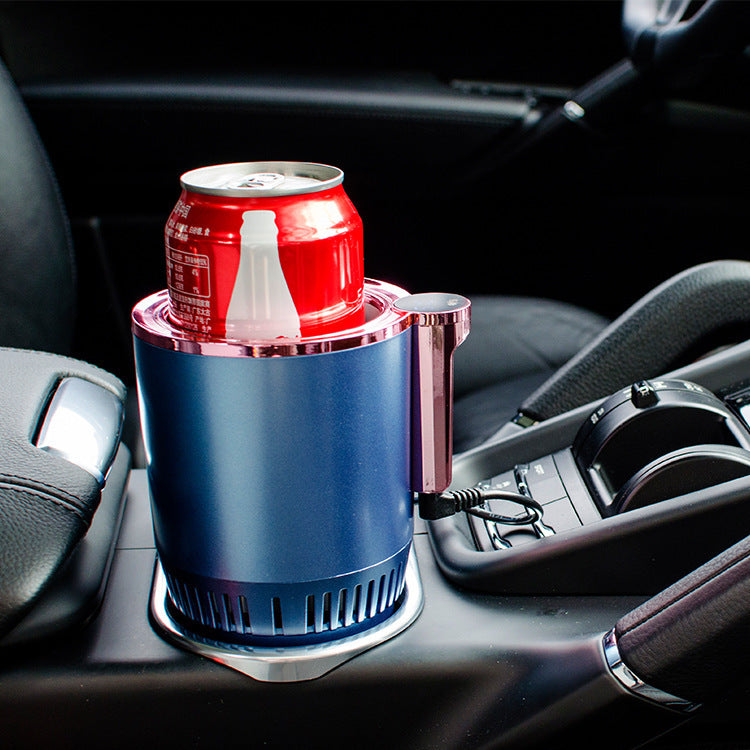 Car cup holder with a can of soda inside, placed on a car&