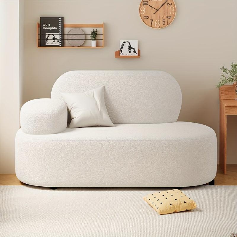 Modern White Corner Sofa - Compact Lounge Chair with Pillow Backrest, Solid Wood Frame, Perfect for Living Room & Bedroom - In home decor