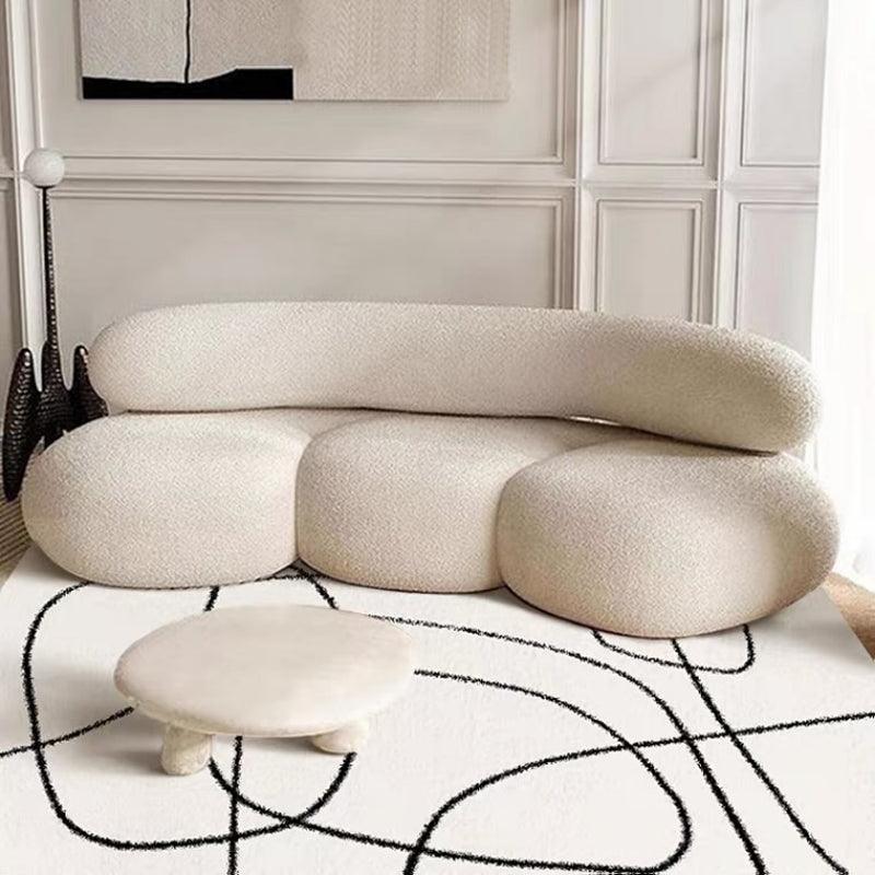 Curved Lamb Cashmere Fabric Sofa - My Store