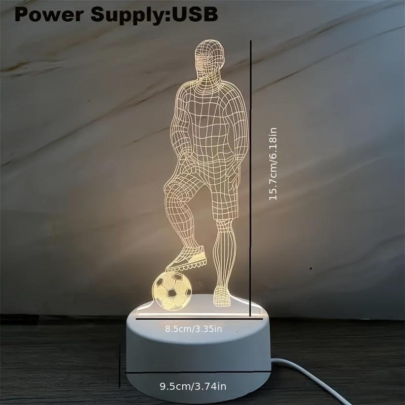 LED Soccer Player Illusion Night Light – Touch-Control Acrylic Desk Lamp - In home decor