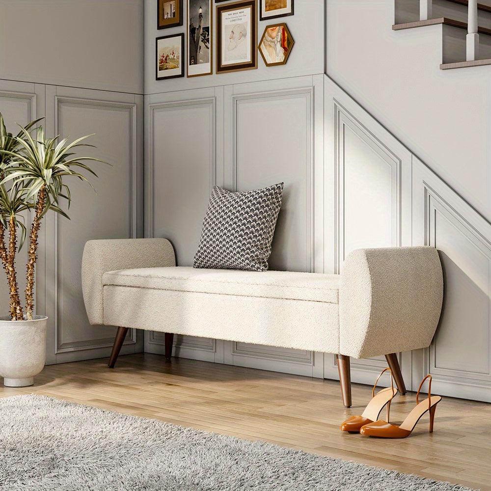 Flip-top storage bench with hidden cabinet for bedrooms and living rooms.