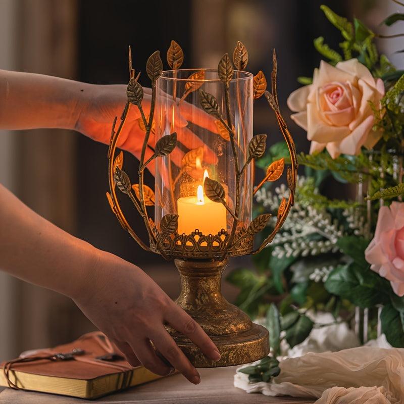 Compact vintage candle holder for mantles and side tables.