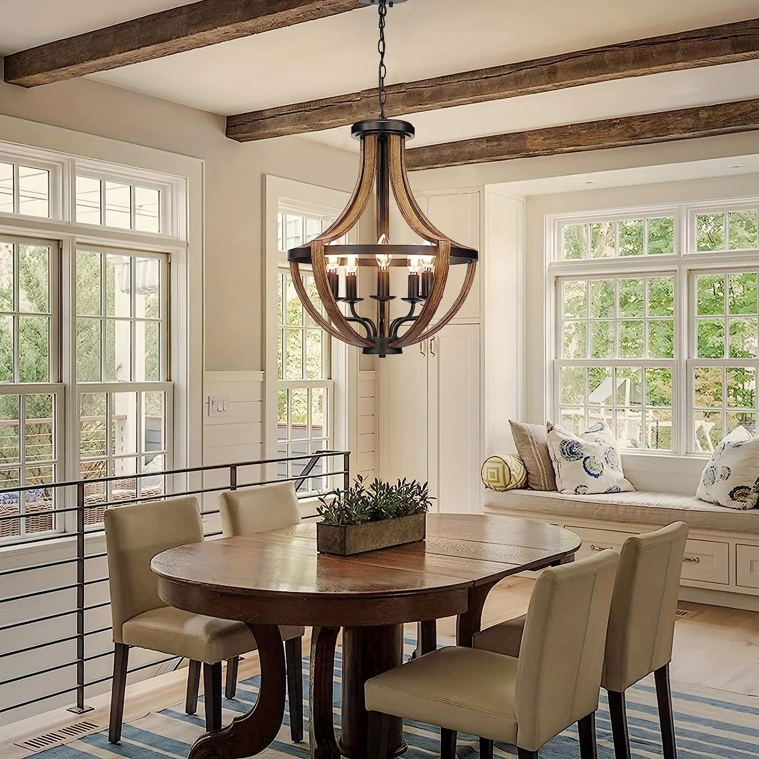 Antique metal chandelier for kitchen and dining room decor.