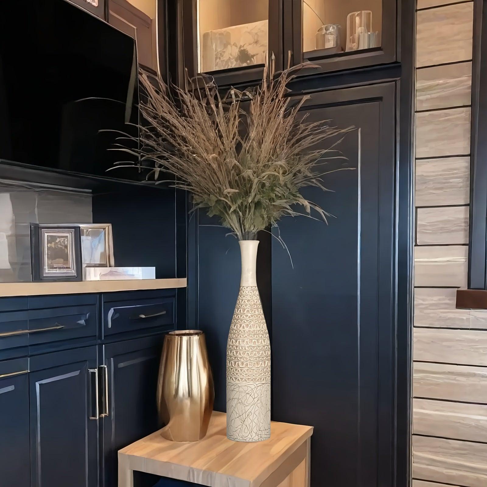 Bohemian Tall Slim Striped Resin Vase - Classic Cylinder Flower Vase - In home decor