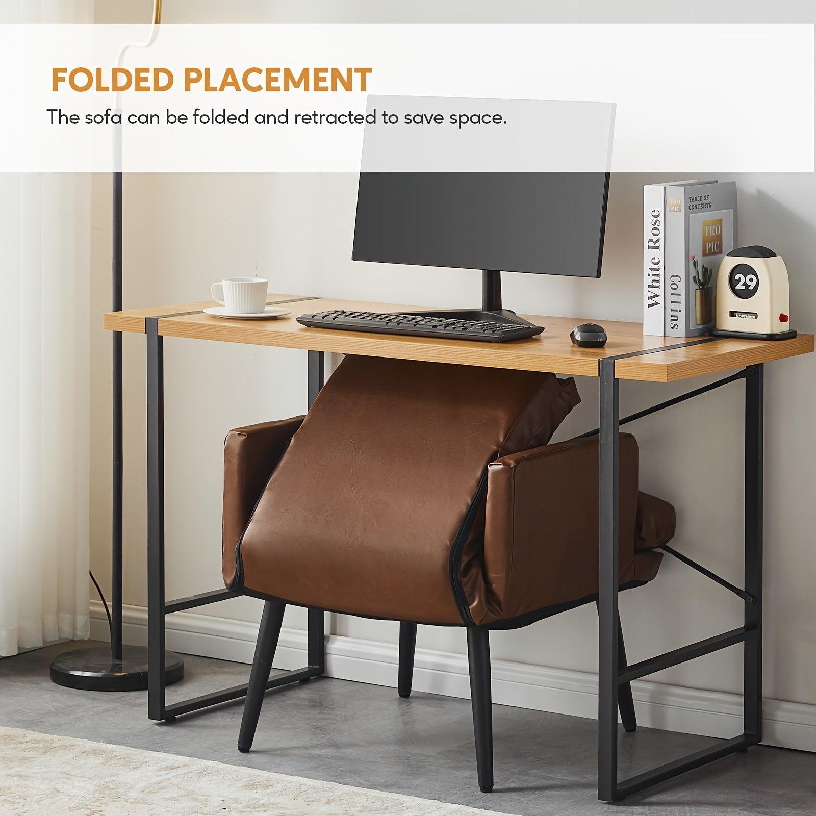 PU leather recliner armchair with matching footstool for reading or relaxation.