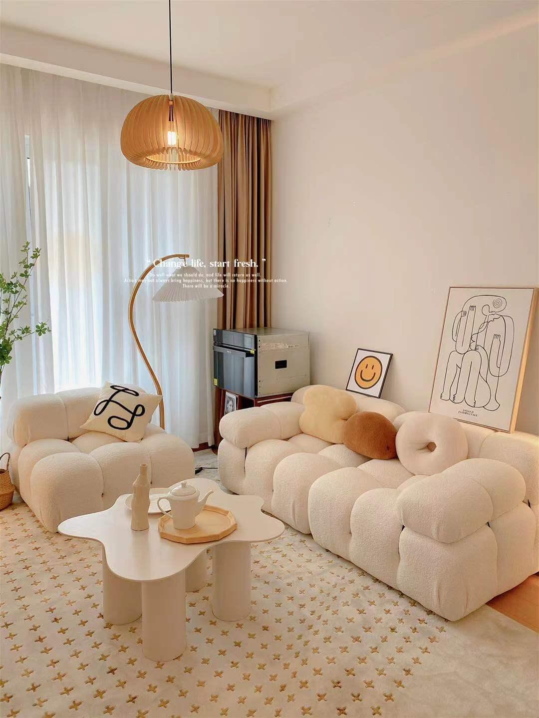 Create a Timeless and Inviting Atmosphere with Classic Module Square Lamb Velvet Sofa - In home decor