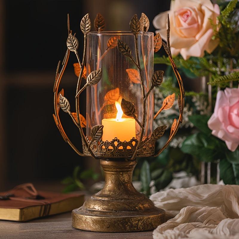 Durable tabletop candle holder with vintage European design.
