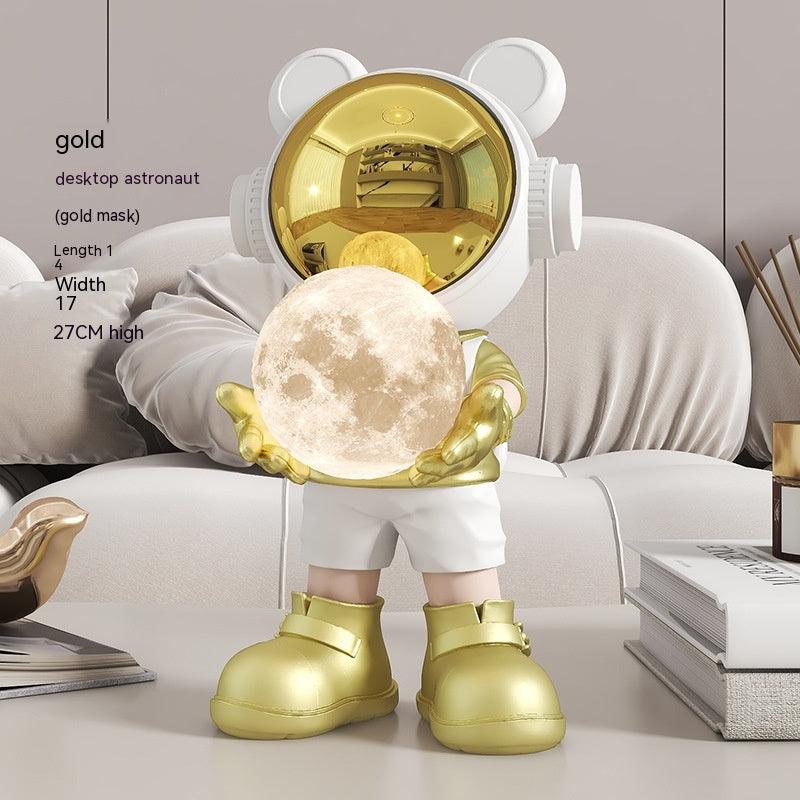 Illuminate Your Space with Whimsy – Space Bear Decoration Moon Night Light Home Decor - In home decor