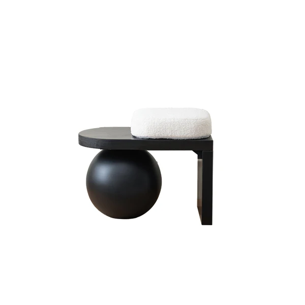 Modern stool with a spherical base and round seat on a white background