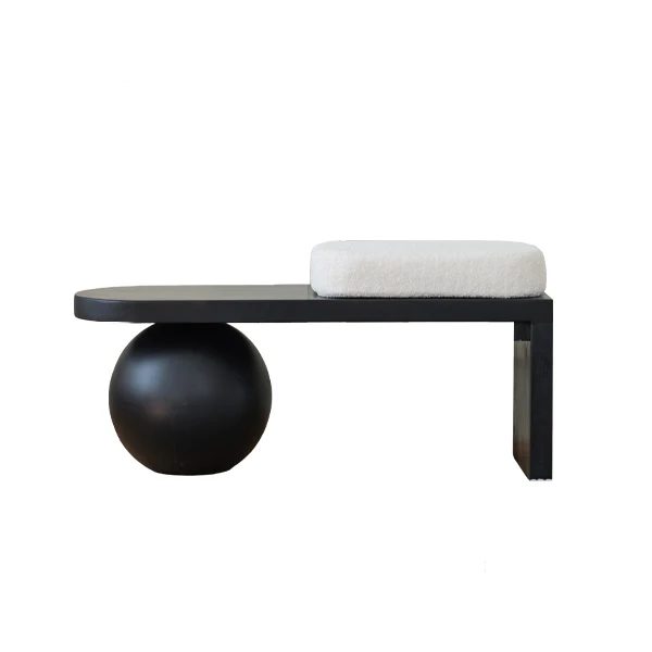 Modern bench with a spherical base on a white background