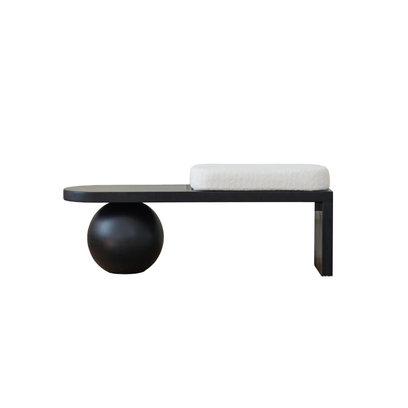 Modern bench with a spherical base on a white background