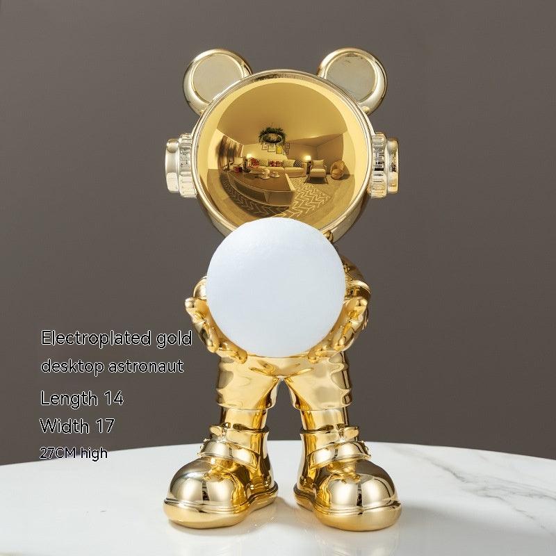 Illuminate Your Space with Whimsy – Space Bear Decoration Moon Night Light Home Decor - In home decor