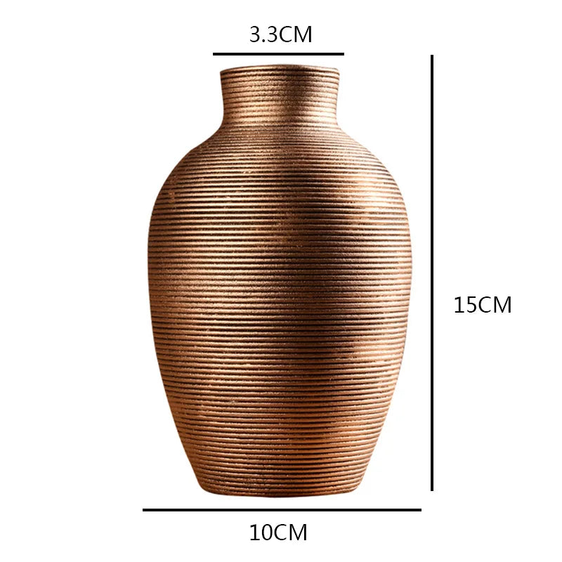 Decorative vase with dimensions labeled on a white background