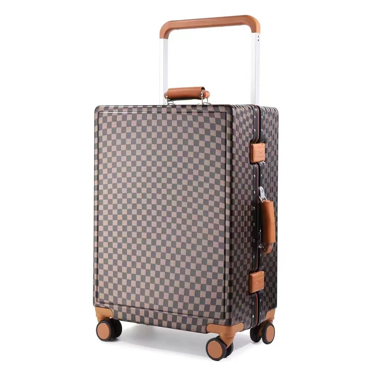 Suitcase on airport floor ready for travel