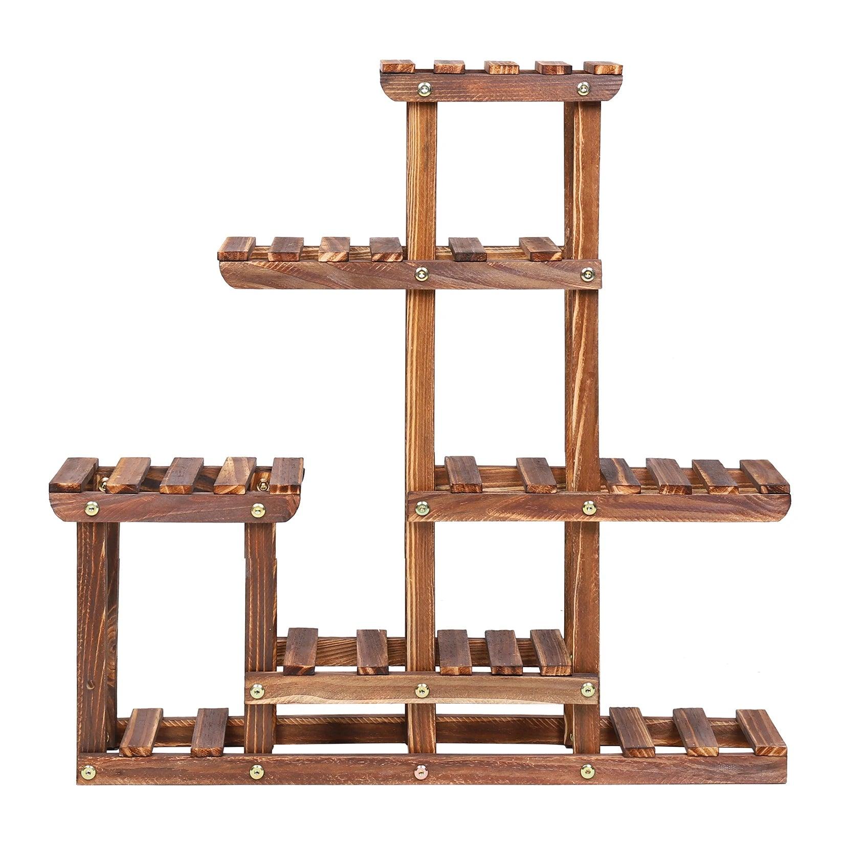 Rustic 6-tier plant stand for modern indoor plant decor.