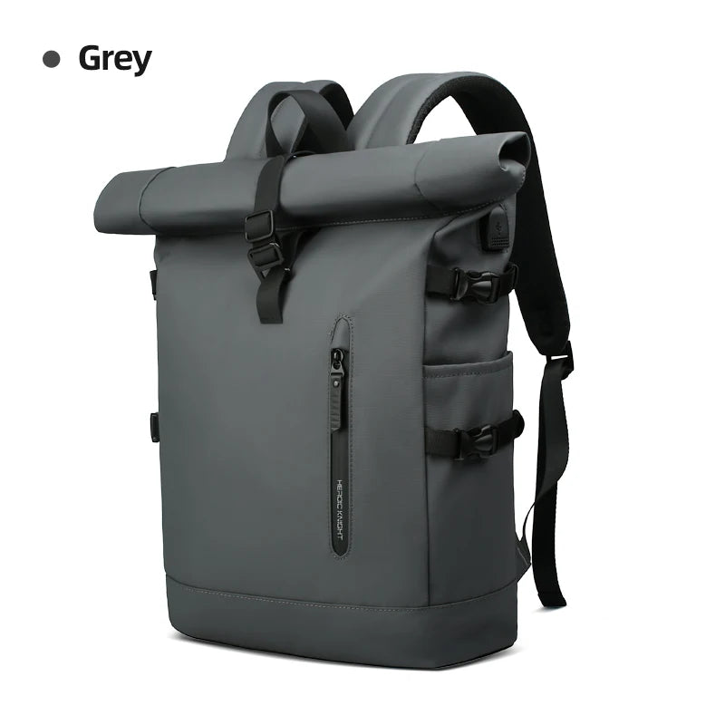 Gray backpack on a white background