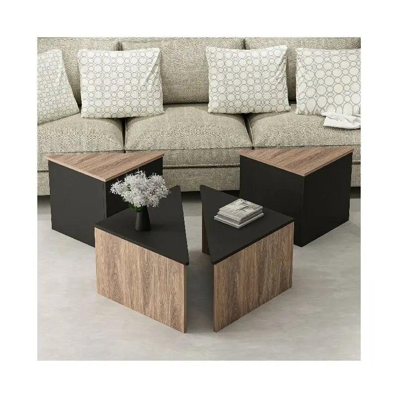 Durable 4-piece table set with shelves for storage and decor