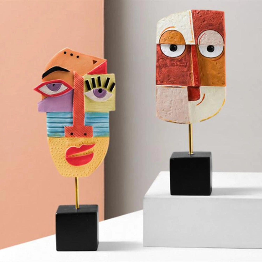 resin face art statue for modern home décor