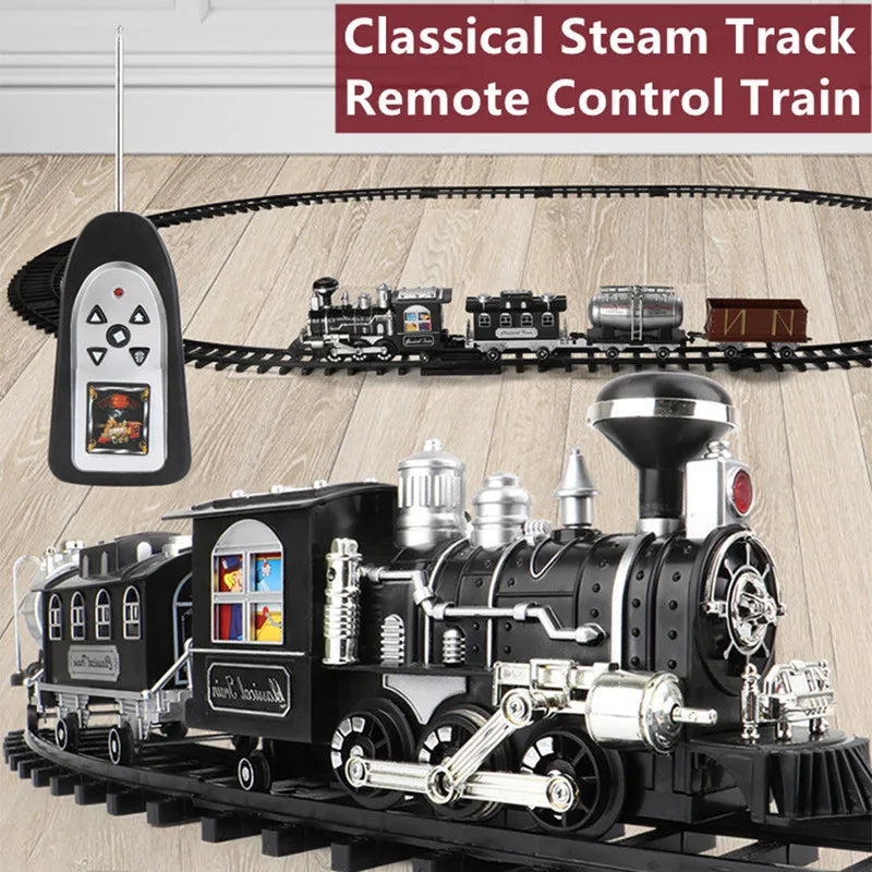 "Remote-controlled steam train with three-speed levels"