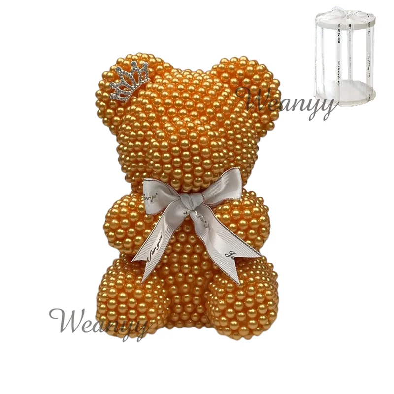 Weanyy Pearl Bear with Clear Box Gift for Valentine’s Day,Birthday,Anniversary & Bridal Showers Home/Party/Wedding Decorations