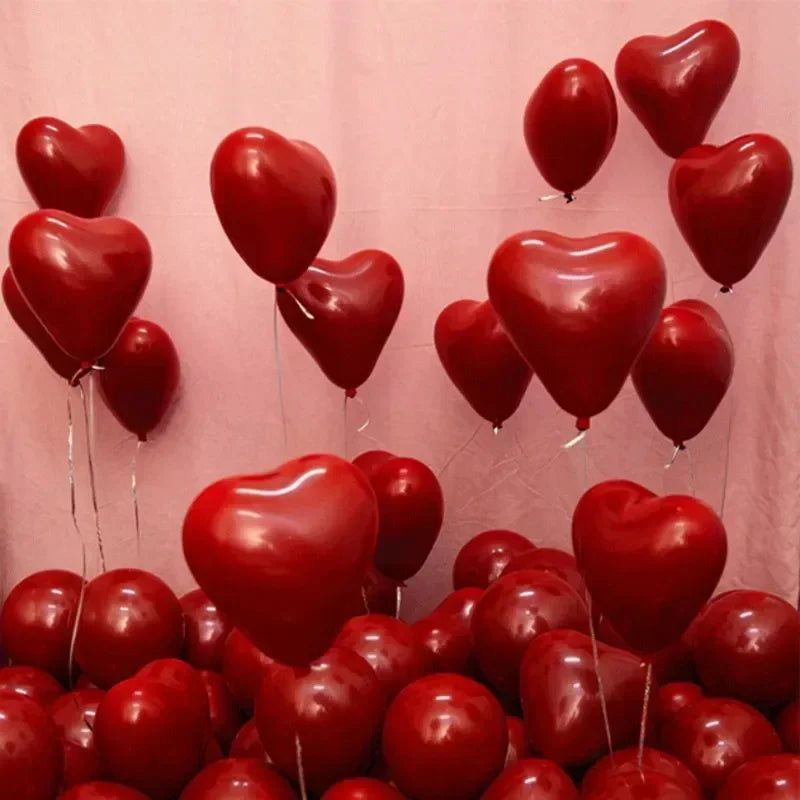 Red heart-shaped latex balloons for Valentine&