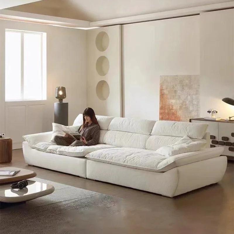 Oversized White Lazy Sofa – Modern Comfortable Loveseat for Living Room - In home decor