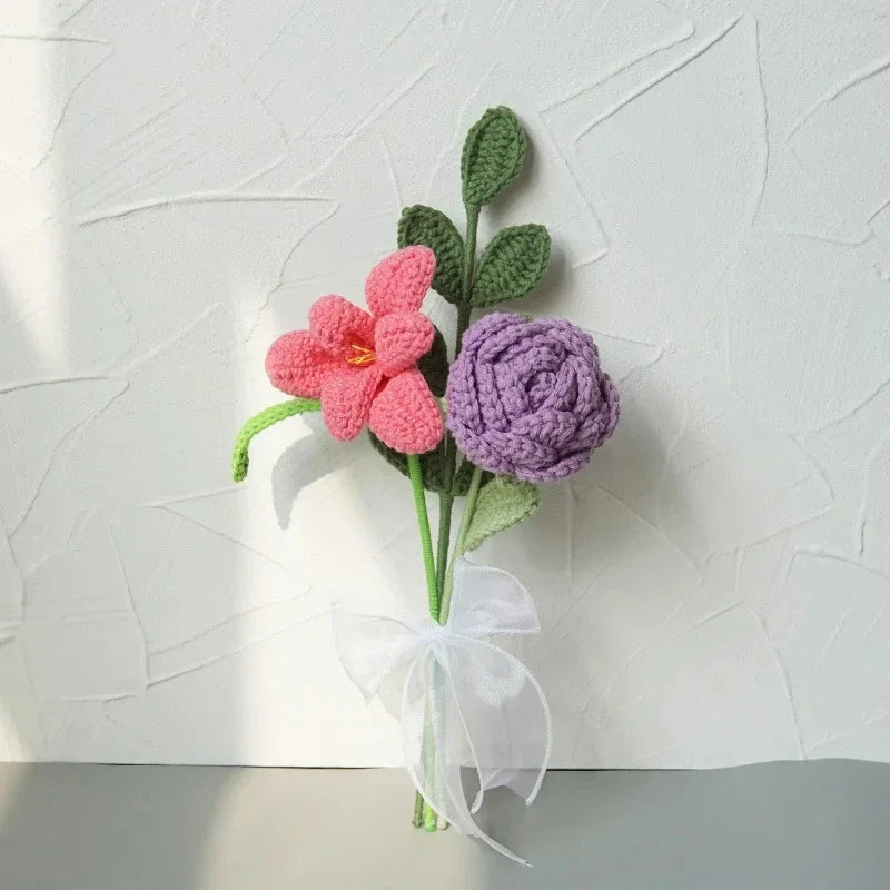 Wool flower bouquet, durable and reusable decor.