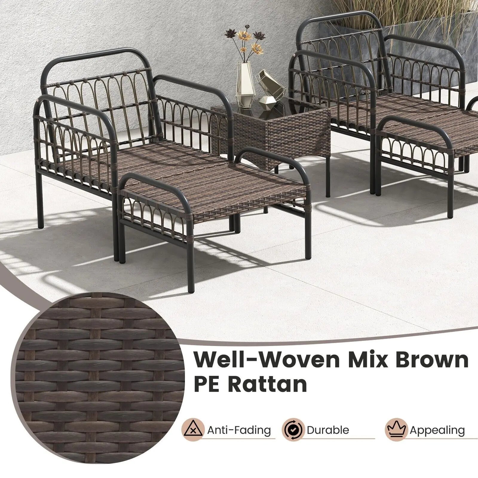 metal frame wicker set for patio durability